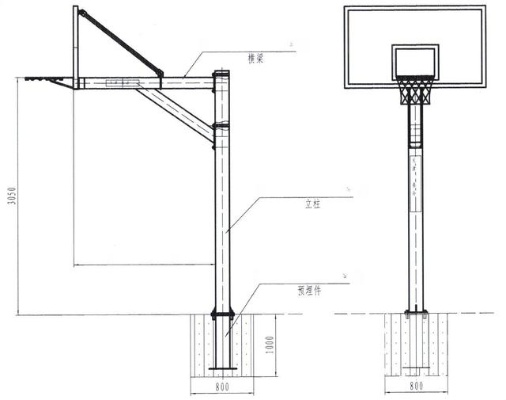 篮球架尺寸示意图及其标准规格要求